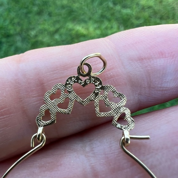 Vintage 14K Gold 1984 Hearts Charm Holder Pendant - Picture 5 of 16